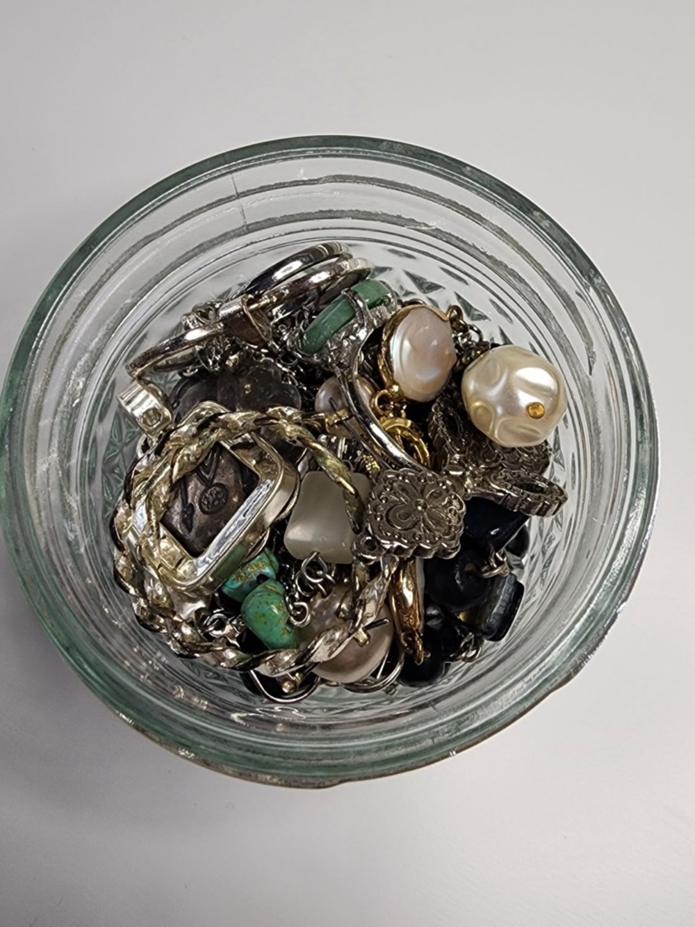 Extra Small Silver Toned Jewelry Jar